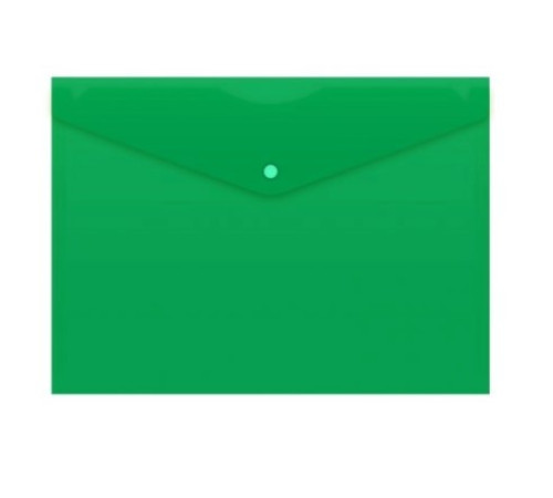 Папка-конверт  А4 на кнопке Бюрократ, зеленый, непрозрачный, 0.18мм. РФ