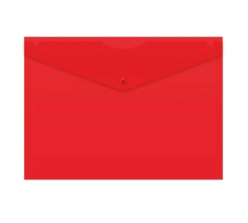 Папка-конверт  А4 на кнопке Бюрократ, красный, непрозрачный, 0.18мм. РФ