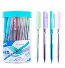 Ручка масляная, синий стержень, 0.7 мм, ARROW, Deli, корп. прозрачный, ассорти, Китай