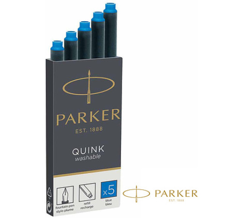Чернильный патрон 75 мм. "Parker" 5 шт./уп., длин., синий, ФРАНЦИЯ