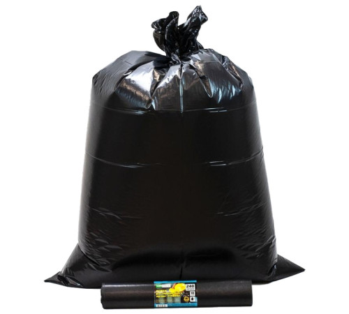 240л Мешки для мусора 240л 10шт/рулон ПВД 75 мкм 93*130см Mirpack Стройка цв. чёрный, Россия