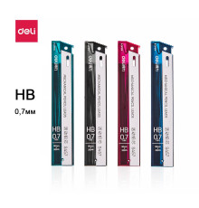 Грифели 0,7мм  для автоматических карандашей Deli, HB, 20 шт/упак,90мм, Китай