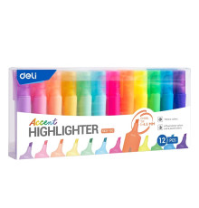 Набор маркеров-текстовых 12 цветов, 1-5мм  ACCENT, Deli, ассорти, Китай