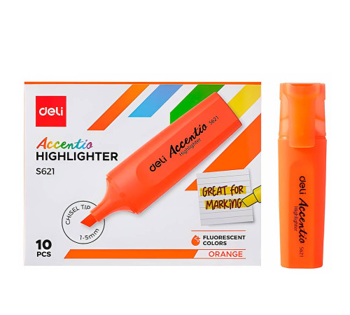 Маркер-текстовый Deli Accentio оранжевый, 1-5 мм, Китай