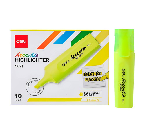 Маркер-текстовый Deli Accentio желтый 1-5 мм, Китай