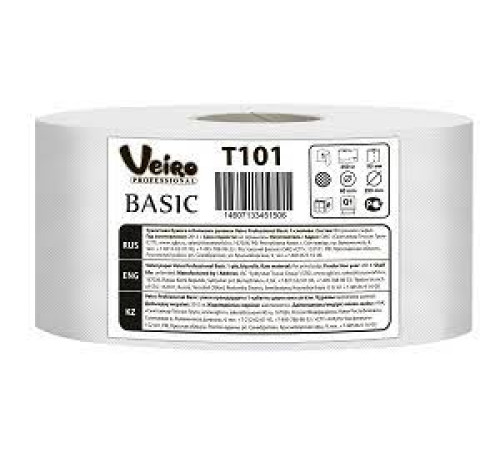 Туалетная бумага Veiro Professional Basic в больших рулонах 450м, 1 сл, РФ