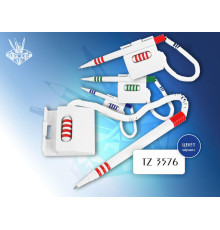 Ручка шариковая синяя на липучке STOPPEN, пласт. пружинка на подставке, РФ