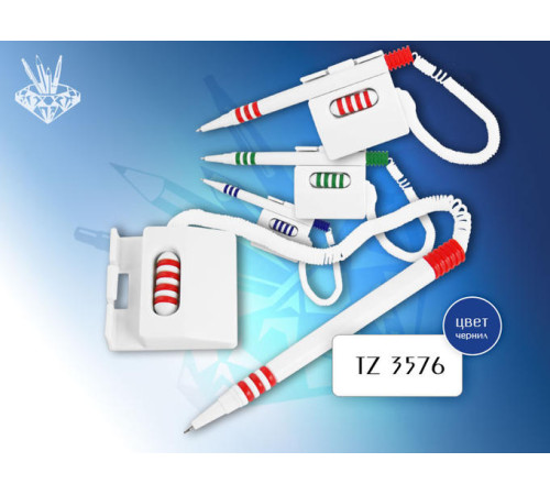 Ручка шариковая синяя на липучке STOPPEN, пласт. пружинка на подставке, РФ
