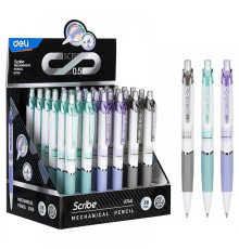 Карандаш авт., 0,5мм Deli Scribe, с ластиком, ассорти, Китай