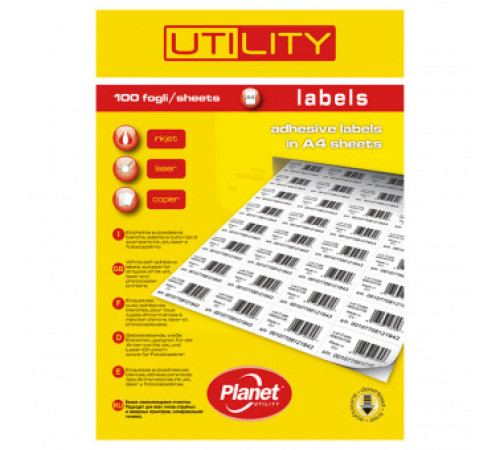 Бумага самоклеющаяся А4/100л  белая Planet Utility(70*42,3) 21 ч, Италия
