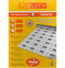 Бумага самоклеющаяся А4/100л  белая Planet Utility(99,1x38,1) 14ч, закругл. края, Италия