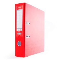Папка регистратор А4, ПВХ Эко, 75 мм. "Deli"красный,р/б, Китай