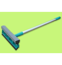 Окномойка 25см с рукояткой телескоп. 8*25*120см, "Умничка"(щетка с водосгоном, губка с сеткой), РФ