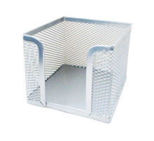 Подставка (бокс) 97*97*8 мм для бумаг металлическая, серебро (HORER) сетка, Китай