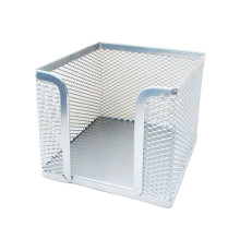 Подставка (бокс) 97*97*8 мм для бумаг металлическая, серебро (HORER) сетка, Китай