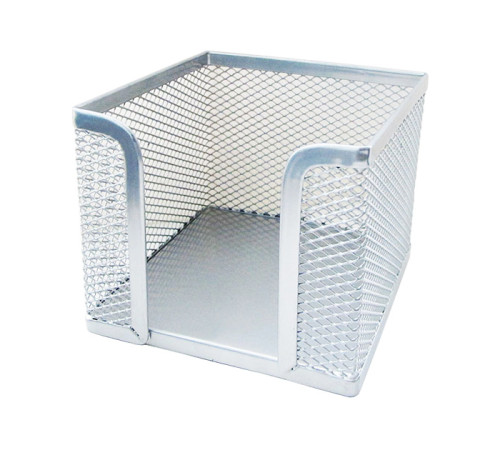 Подставка (бокс) 97*97*8 мм для бумаг металлическая, серебро (HORER) сетка, Китай