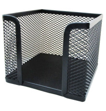 Подставка (бокс) 97*97*8 мм для бумаг металлическая, черная (HORER) сетка, Китай
