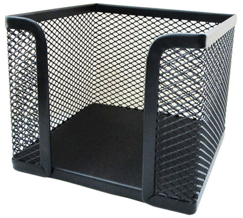 Подставка (бокс) 97*97*8 мм для бумаг металлическая, черная (HORER) сетка, Китай