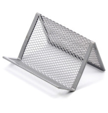 Подставка для визиток, HORER металл. размеры 9,7*7,5*4,5 см., сетка серебро. Китай