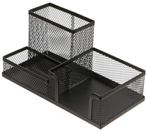 Подставка для канц. принадлежностей  GROSS металл 3 отдел.,черная, сетка , Китай