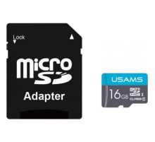 Карта памяти 16 GB microSDHC Usams US-ZB117 High Speed с адаптером (синий), Китай