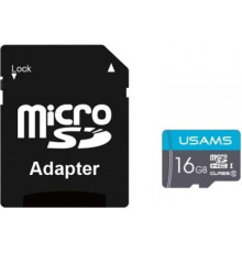 Карта памяти 16 GB microSDHC Usams US-ZB117 High Speed с адаптером (синий), Китай