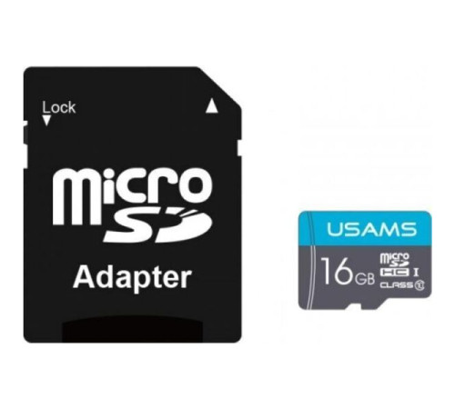 Карта памяти 16 GB microSDHC Usams US-ZB117 High Speed с адаптером (синий), Китай