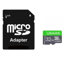 Карта памяти 32 GB microSDHC Usams US-ZB118 High Speed с адаптером (зеленый), Китай