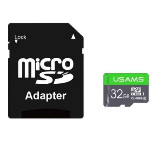 Карта памяти 32 GB microSDHC Usams US-ZB118 High Speed с адаптером (зеленый), Китай