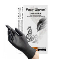 Перчатки нитрил. неопудр. тексткр, Foxy-Gloves Черный,  р-р XL, 100 шт/упак, Китай