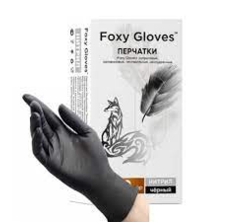 Перчатки нитрил. неопудр. тексткр, Foxy-Gloves Черный,  р-р L 100 шт/упак, Китай