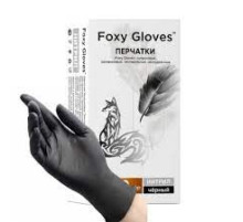 Перчатки нитрил. неопудр. тексткр, Foxy-Gloves Черный,  р-р  M, 100 шт/упак, Китай
