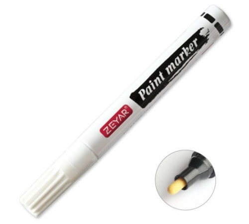Маркер-краска Zeyar PAINT белый (резина, стекло, металл),  2.5 мм, Китай
