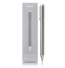 Ручка гелевая в футляре, серебристый корпус, стерж. черный,  Deli