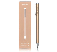 Ручка гелевая в футляре, золотистый корпус, стерж. черный,  Deli