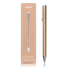 Ручка гелевая в футляре, золотистый корпус, стерж. черный,  Deli