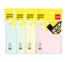 Блок 76*101 мм ассорти 100 л  пастель, с липким слоем DELI, Китай