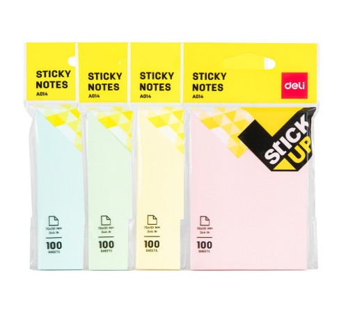 Блок 76*101 мм ассорти 100 л  пастель, с липким слоем DELI, Китай