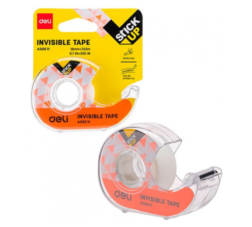 Диспенсер с клейкой лентой (скотч) 18мм*7,62м суперпрозрачная (Deli), Китай