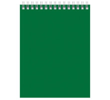 Блокнот А6, 60 л., в клетку "Для конференций" спираль сверху, обл. карт., зеленый, РФ