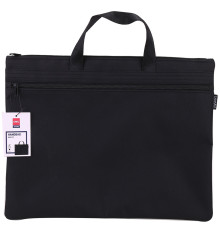 Папка-портфель A4, 2 отделения, черная, ткань, Deli, Китай