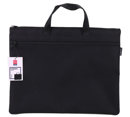 Папка-портфель A4, 2 отделения, черная, ткань, Deli, Китай