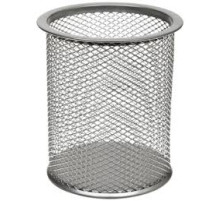 Стакан для канцелярский принадлежностей металл. сетка, круглый,серебро, Китай