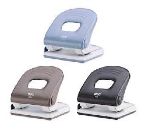 Дырокол 40л., Дели, металл с лин. (черн, голуб,беж.), Китай