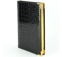 Ежедневник  А5, 152л недатир.Grand croco (черный)искусств.кожа, золотой срез мет.угол, Китай