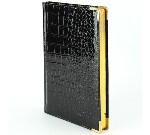 Ежедневник  А5, 152л недатир.Grand croco (черный)искусств.кожа, золотой срез мет.угол, Китай