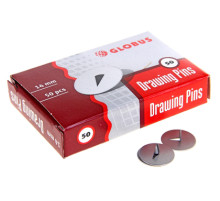 Кнопки металлические 14мм, Globus, 50шт/упак серебр. в карт. короб. РФ