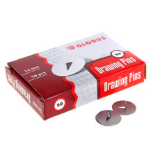 Кнопки металлические 14мм, Globus, 50шт/упак серебр. в карт. короб. РФ