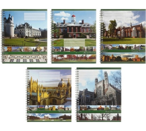 Тетрадь общая А5, 96 л. на гребне Universities, 165*200 мм, клетка, ассорти, РФ