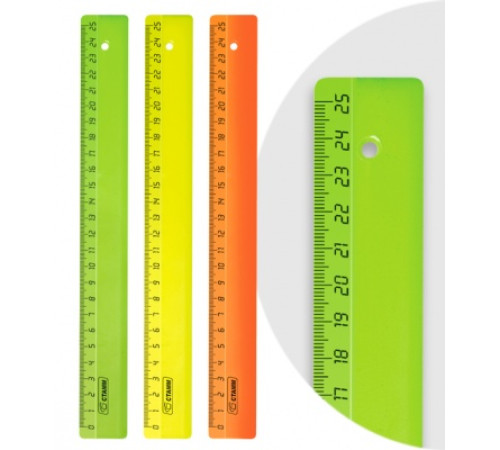 Линейка 25 см пласт. непроз. фисташковая СТАММ. РФ